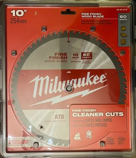 Milwaukee 48-40-4176 10-Inch Fine-Finish Circular Saw Blade – 60-Tooth Carbide-Tipped Woodcutting Disc