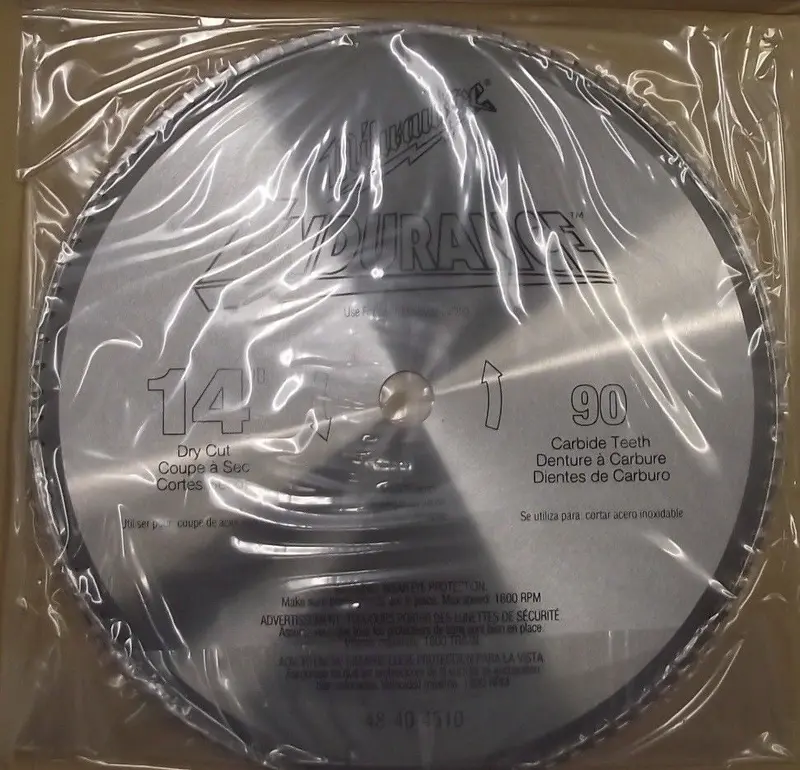 Milwaukee 48-40-4510 Dry-Cut Circular Saw Blade — 14″ × 90 Tooth, Carbide-Tipped, Made in Japan