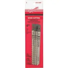 Milwaukee 48-42-0540 U-Shank Jigsaw Blades — 4″ × 10 TPI for Wood, 5-Pack, Swiss-Made