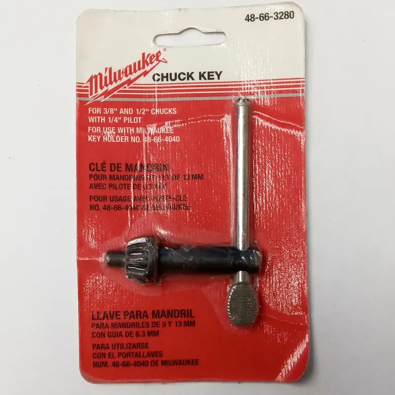 Milwaukee 48-66-3280 Chuck Key Compatible with 3/8-Inch and 1/2-Inch Chucks (1/4-Inch Pilot)