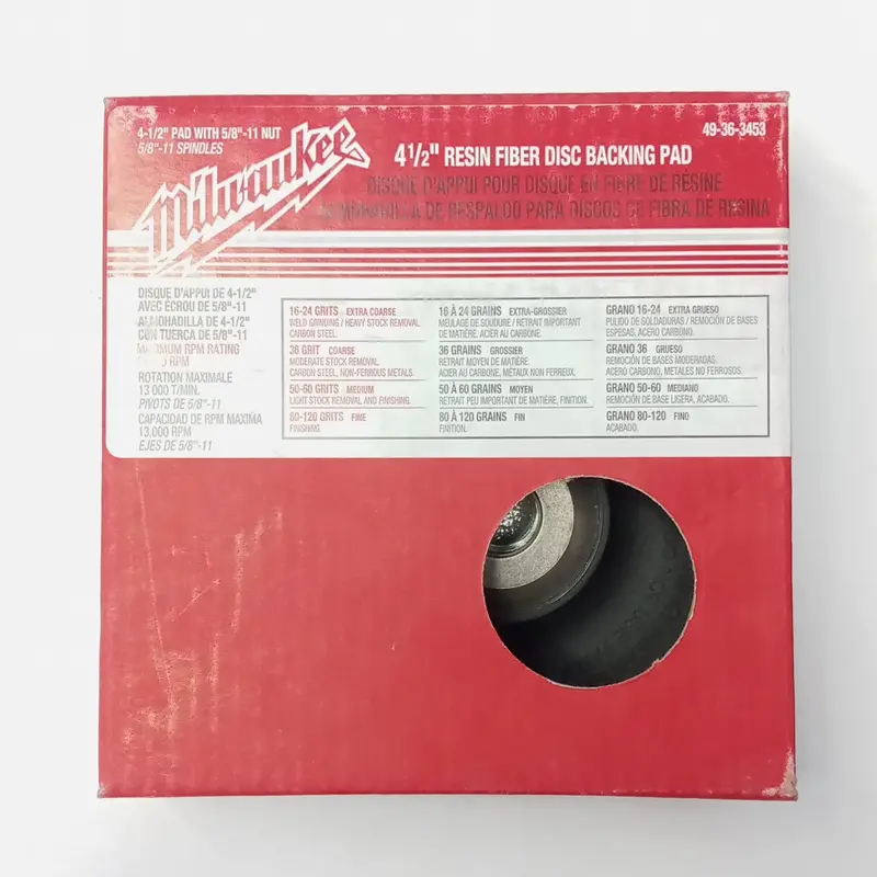 Milwaukee 49-36-3453 4.5″ Resin Fiber Disk Backing Pad with 5/8″-11 Threaded Nut