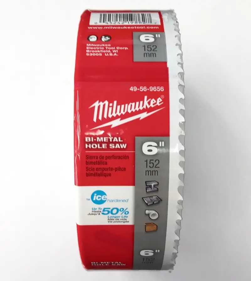 Milwaukee 49-56-9656 6″ Ice-Hardened Bi-Metal Hole Saw – Professional Grade