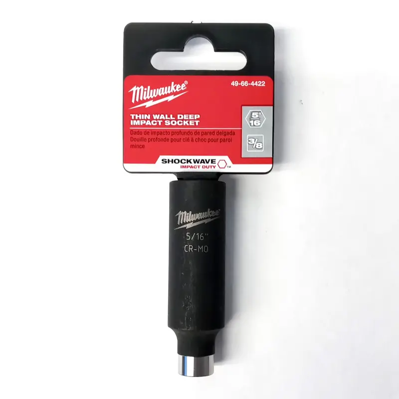 Milwaukee 49-66-4422 Shockwave Deep Well Socket – 5/16″, 3/8″ Drive, Impact-Resistant for Tight Spaces