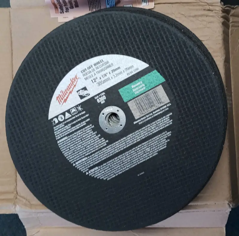 Milwaukee 49-94-1280 Masonry Cut-Off Wheel – 12-Inch x 1/8-Inch x 20mm Type 1 (10-Pack)