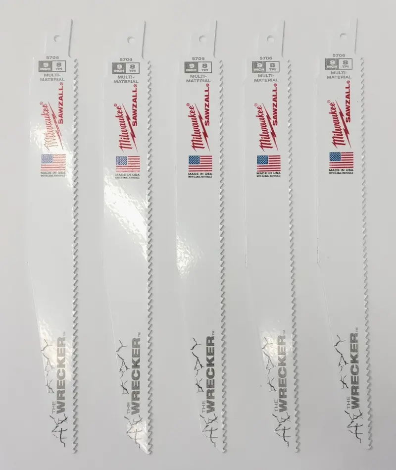 Milwaukee 9-Inch Multi-Material SAWZALL Blade — 8 TPI, The Wrecker Series, 5-Pack (Model 48-00-5706)