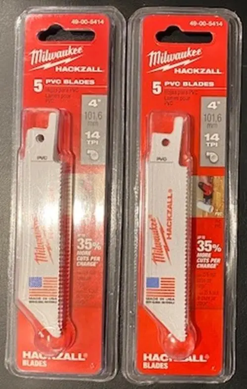 Milwaukee M12 Hackzall 4-Inch PVC Cutting Blades – 2 Packs (10 Total)