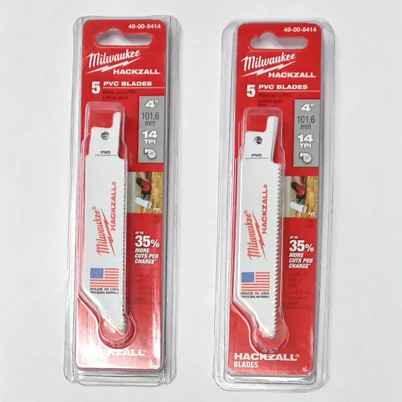Milwaukee M12 Hackzall PVC Cutting Blades — 4″ Length, 14 TPI, USA-Made (2–5 per Pack)