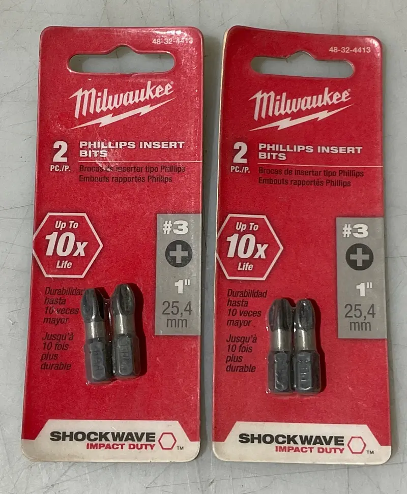 Milwaukee Shockwave Impact Phillips Insert Bits – #3 × 1-Inch, Two 2-Packs, Heavy-Duty Torque Resistance