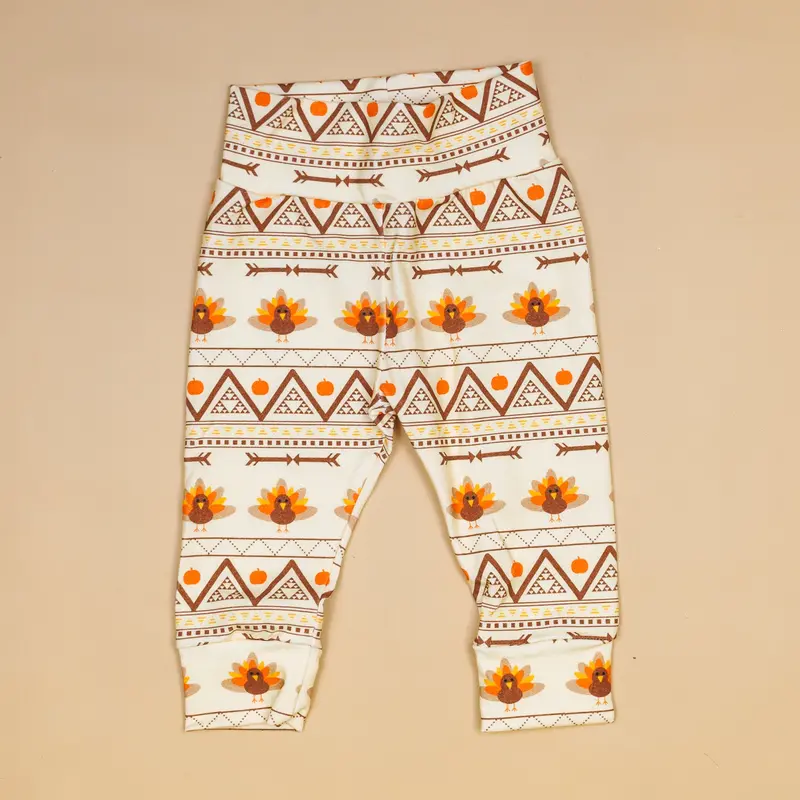 Modern Geometric Turkey Print Leggings for Toddlers