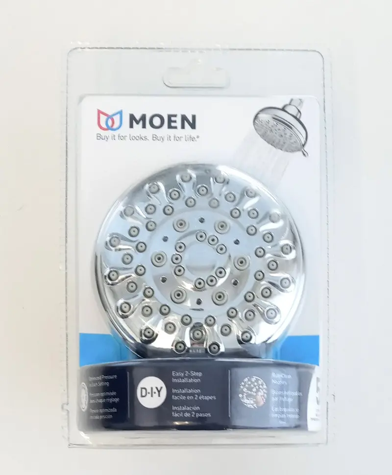 Moen Banbury Wall-Mount Showerhead – White, 5-Function Spray (23045W)
