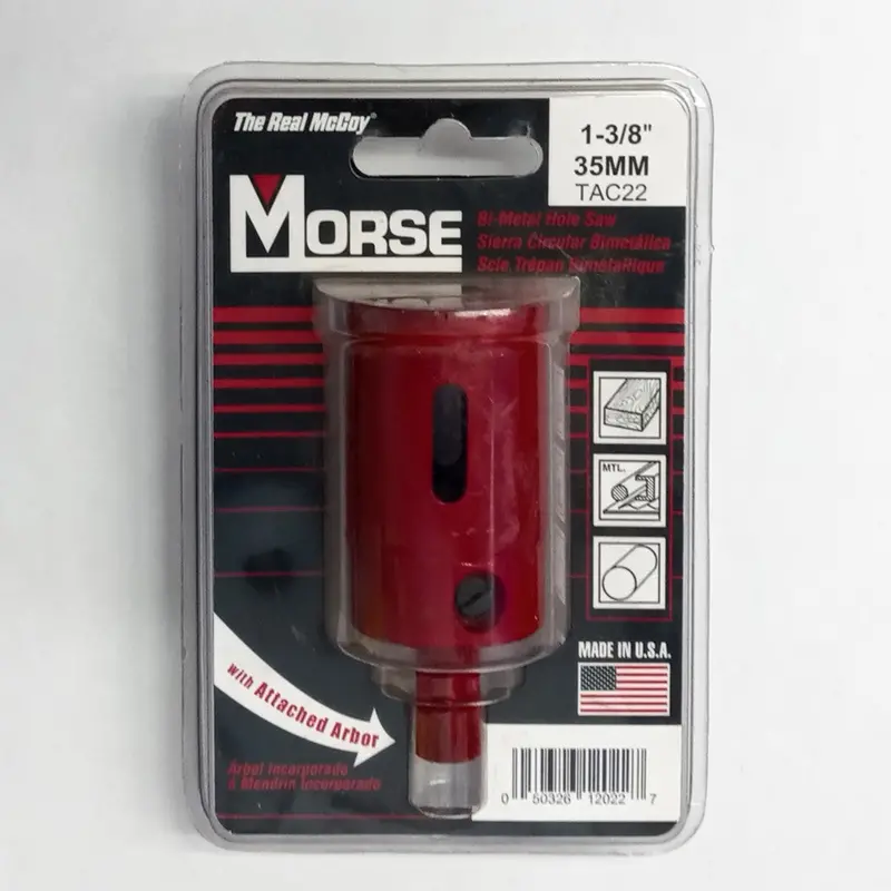 Morse 1-3/8″ Bi-Metal Hole Saw with Arbor – TAC22 Series, Heavy-Duty Construction