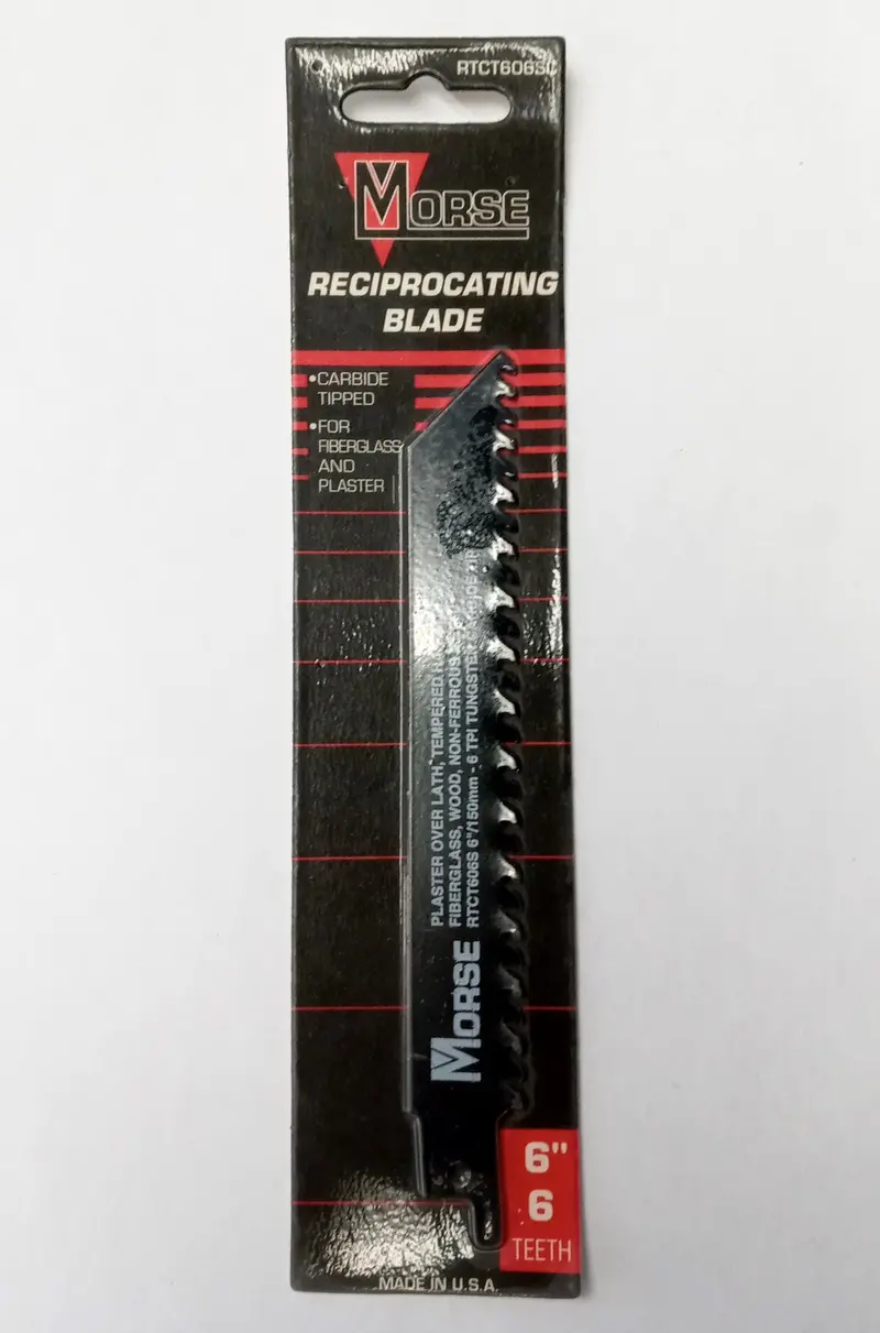 Morse 6-Inch Reciprocating Saw Blade – 6 TPI, Tungsten Carbide Tipped (RTCT606SC)