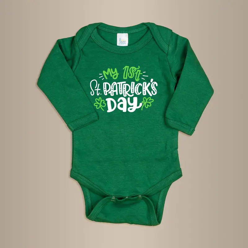 ‘My 1st St. Patrick’s Day’ Green Infant Bodysuit