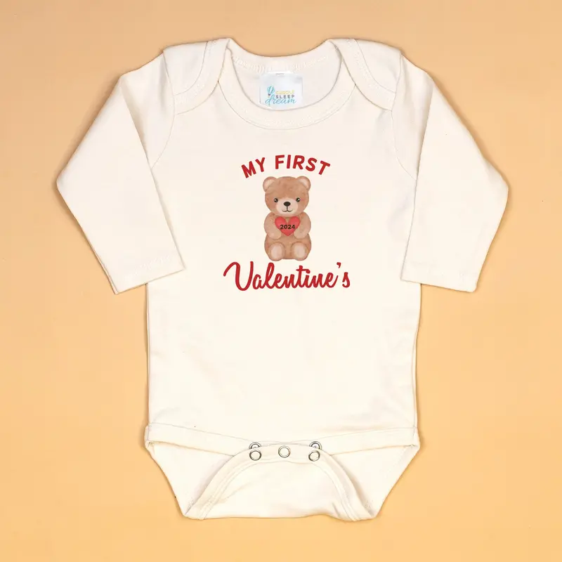 My First Valentine’s Bear Natural Bodysuit for Infants