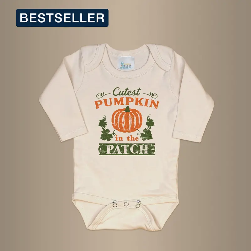 Natural Cotton Pumpkin-Themed Onesie for Fall