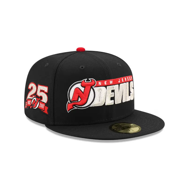 New Jersey Devils 25th Anniversary Wordmark Black SP NHL 59Fifty Fitted Cap