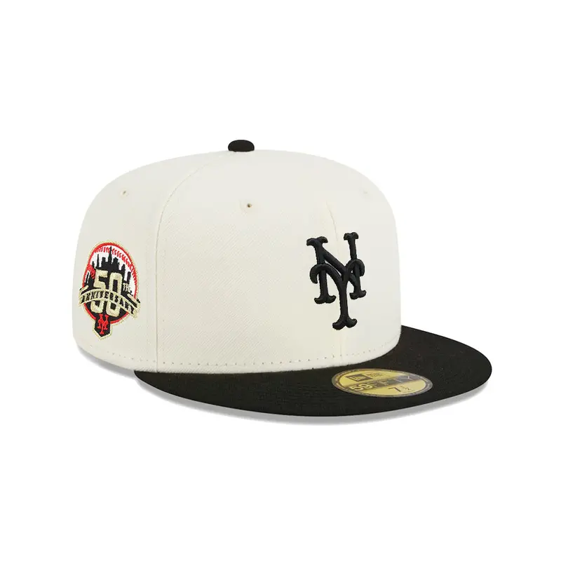 New York Mets 50th Anniversary Chrome-Black Two-Tone 59Fifty Fitted Cap