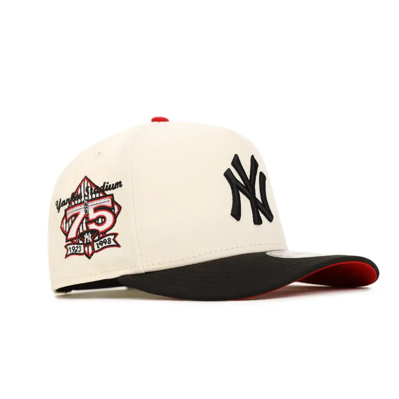 New York Yankees Chrome-Black Two-Tone Yankee Stadium 75th Anniversary Snapback Cap (SP 9Fifty A-Frame)