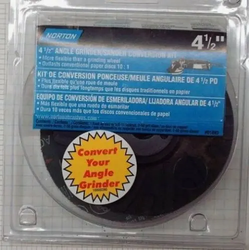 Norton Angle Grinder to Sander Conversion Kit – 4-1/2″ Disc Compatibility