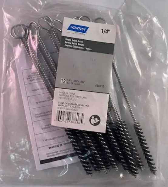 Norton Single-Spiral Tube Cleaning Brush – 1/4″ x 0.005″ x 0.094″, 12-Pack