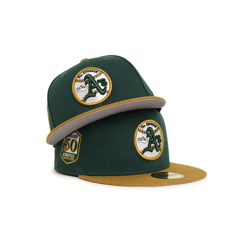 Oakland Athletics 50th Anniversary Dark Green and Gold Two-Tone SP 59Fifty Fitted Cap