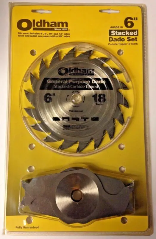 Oldham 6005818 6″ 18-Tooth Carbide-Tipped Stacked Dado Blade Set