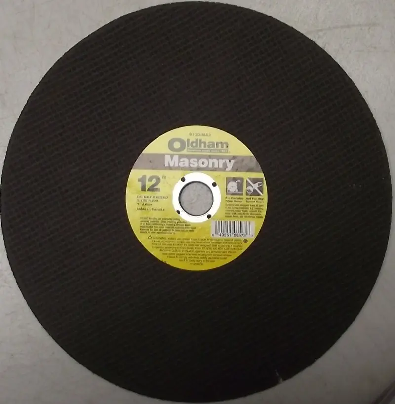 Oldham Masonry Abrasive Cut-Off Wheels – 12-Inch × 7/64-Inch × 1-Inch, Durable Concrete & Brick Discs (10-Pack)