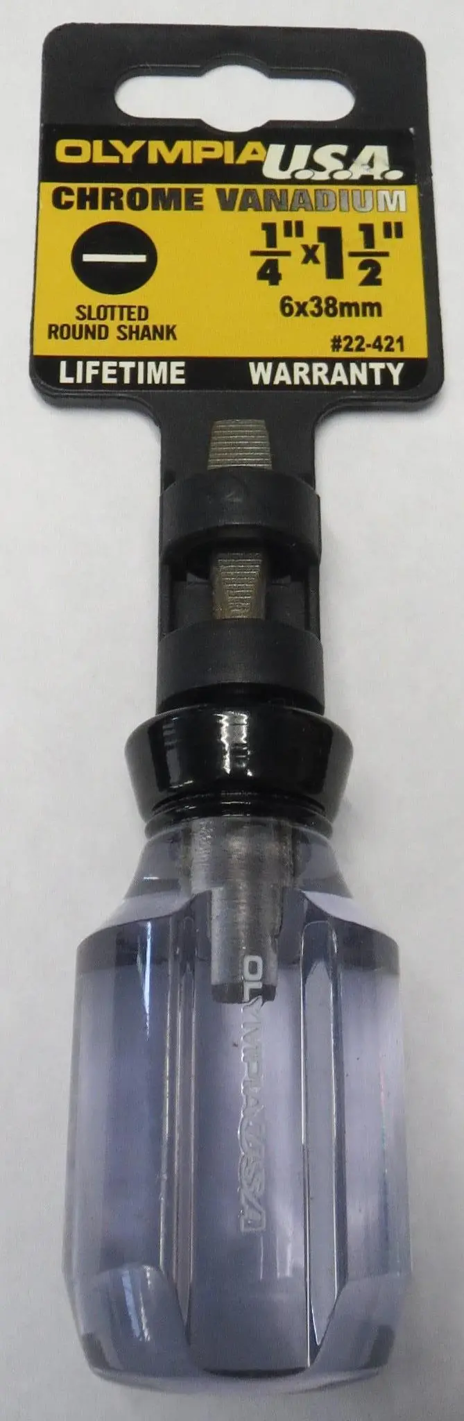 Olympia 22-421 Slotted Screwdriver – 1/4″ x 1-1/2″, Round Shank, USA