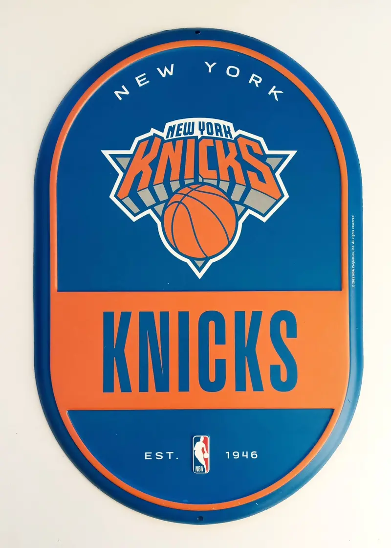 Open Road New York Knicks Embossed Metal Pill Sign — Licensed NBA Collectible (Model 90207793)