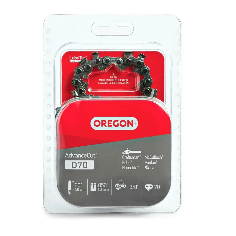 Oregon D70 AdvanceCut Chainsaw Chain – 3/8″ Pitch, .050″ Gauge, 70 Links