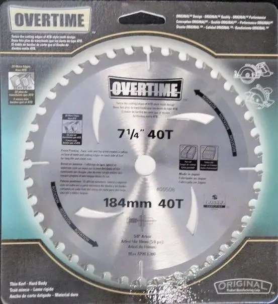 Original Overtime 7-1/4-Inch 40-Tooth Japanese Circular Saw Blade