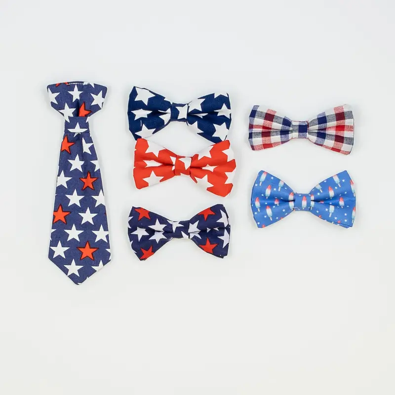 Patriotic Red, White, and Blue Snap-On Bowtie