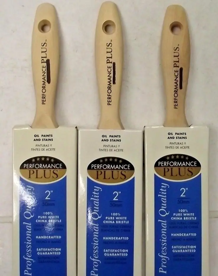 Performance Plus HD1565 Pure White China Bristle Paint Brush – 2-Inch Professional Grade (3-Pack)