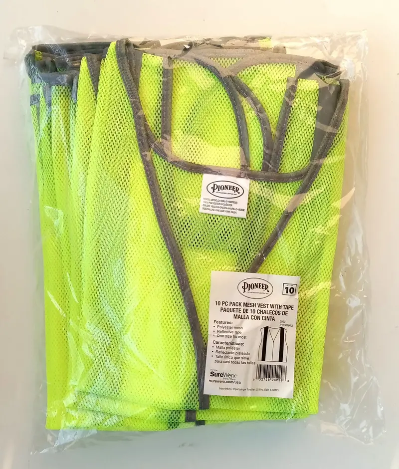Pioneer 595U High-Visibility Green Mesh Safety Vest with Reflective Tape (10-Pack)