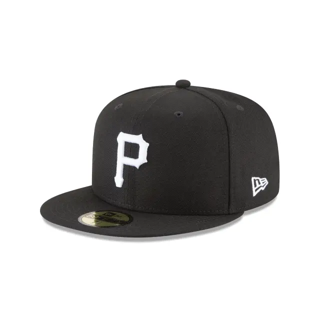 Pittsburgh Pirates Black & White 59Fifty Fitted Baseball Hat