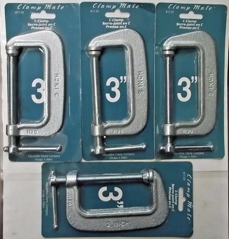 Pony 3-Inch Adjustable C-Clamp for Hobby & Craft Projects — 4-Pack
