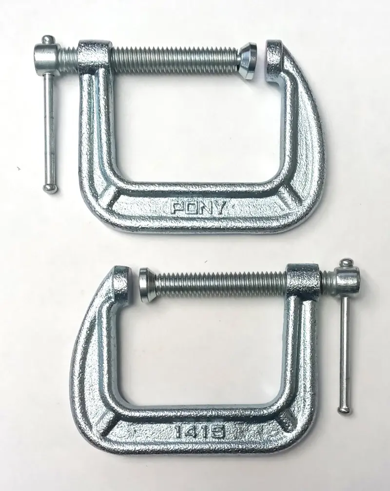 Pony C-Clamp Set — 1-1/2″ Capacity, Two-Piece USA-Made Clamping Kit