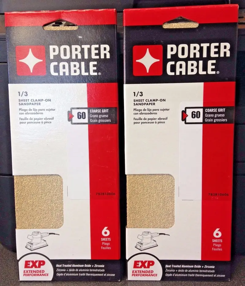 Porter-Cable Clamp-On Sandpaper – 1/3-Sheet, 60 Grit, 6 Sheets (783810606)
