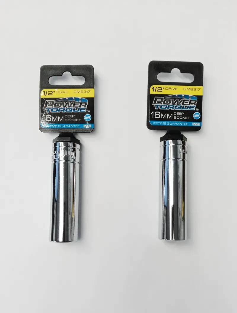 Power Torque 16mm Deep Metric Socket – 1/2″ Drive, 6-Point, 2-Pack