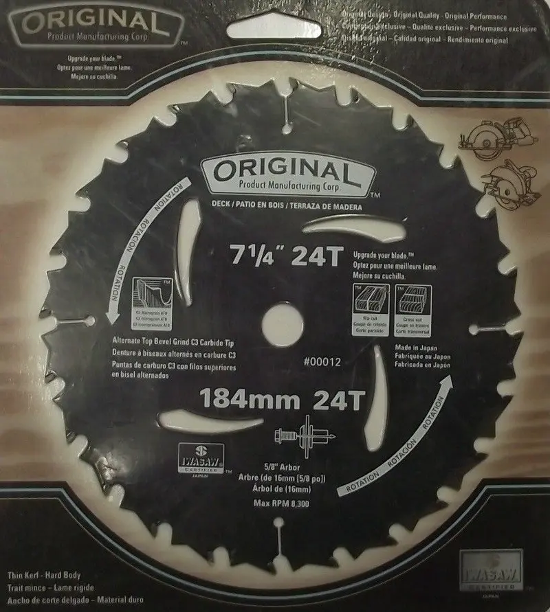 Premium Carbide-Tipped Saw Blade – 7-1/4-Inch x 24-Tooth, 5/8-Inch Arbor, Diamond-Coated (Japan-Made)