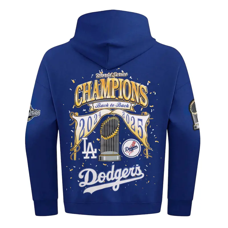 Pro Standard LA Dodgers Back-to-Back 2024–2025 World Series Champions Drop-Shoulder Navy Hoodie