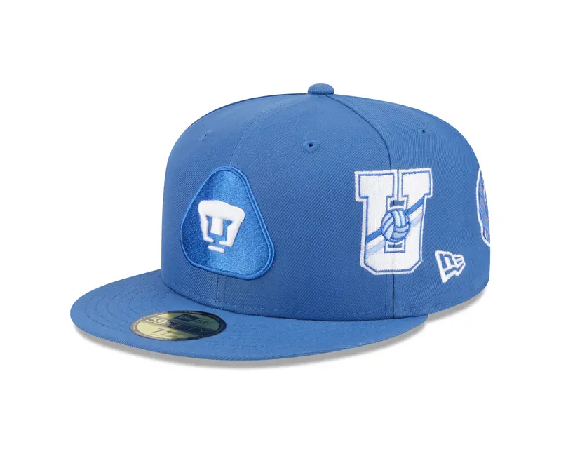 Pumas UNAM Liga MX Fitted Cap – Bold Multi-Logo Styling