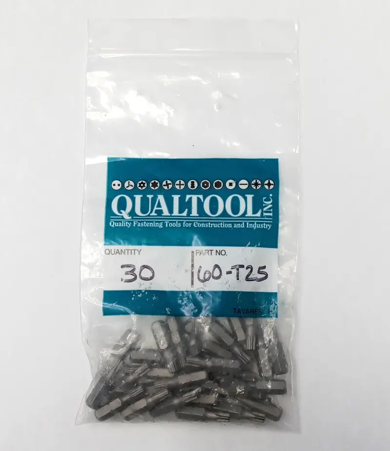 Qualtool Torx T25 Bit Set — 1-Inch Length, 30-Piece Industrial Pack (60-T25)