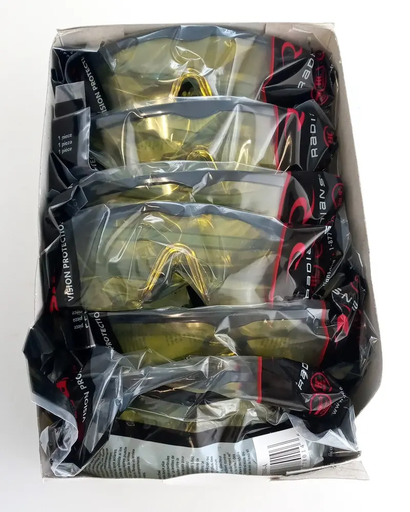 Radians E7800-A Shark Safety Glasses — Black Frame, Amber Anti-Fog Lens, 12-Pair Pack