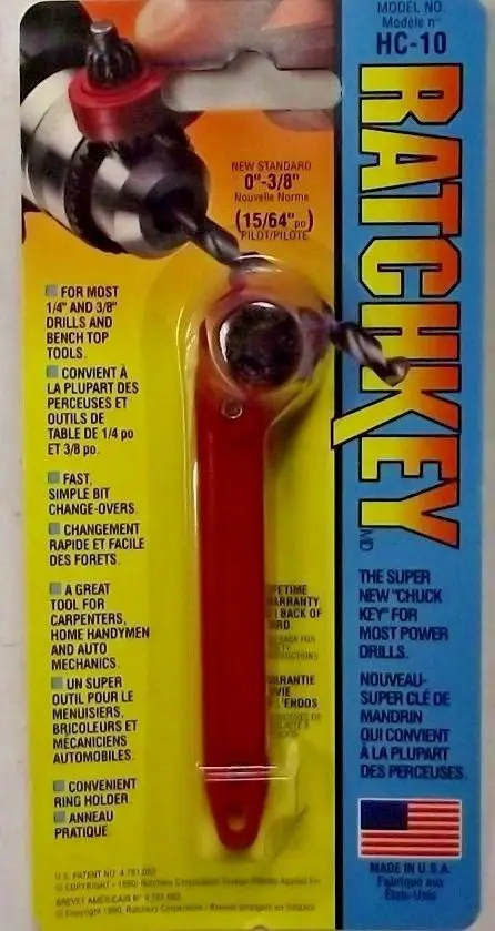 Ratchkey HC-10 Pilot Ratcheting Chuck Key: 0″–3/8″, 15/64″ Size – Made in USA