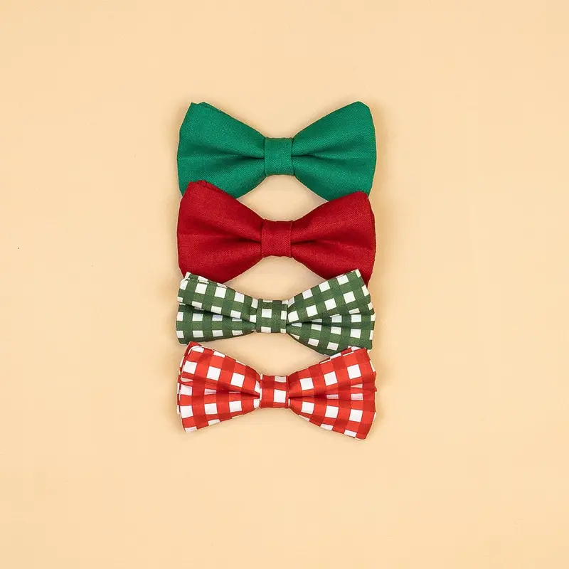 Red and Green Christmas Snap-On Bow Tie