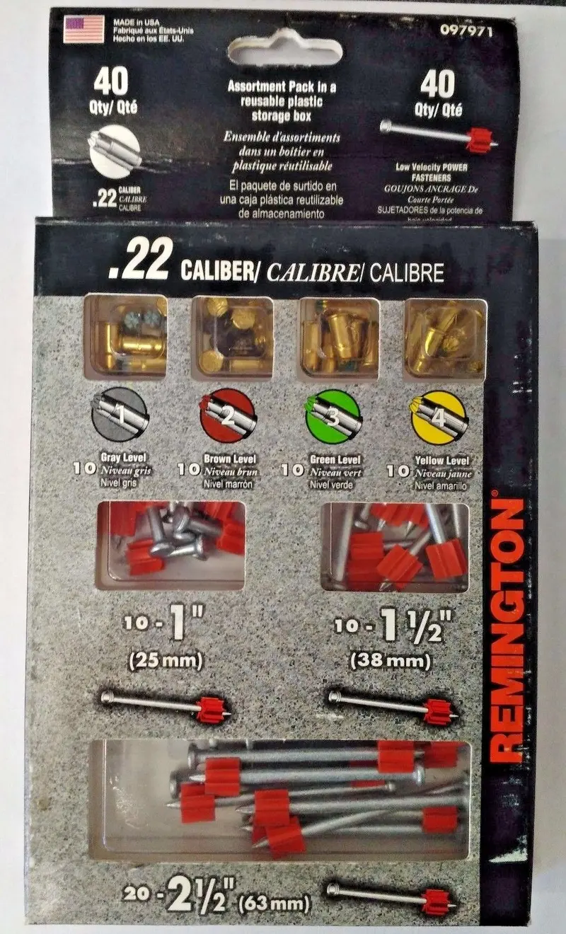 Remington 097971 Power Fastener Kit — 40-Piece Assortment of Shots & Pins