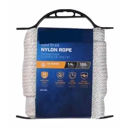 Richelieu Smooth Braided Nylon Rope – 1/4″ Diameter × 100 Feet, White