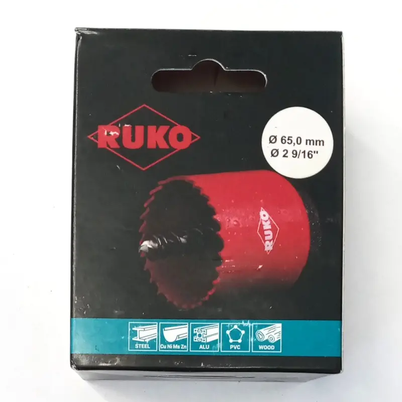 RUKO Bi-Metal Hole Saw – 2-9/16-Inch Diameter, HSS-Steel Construction, Precision-Cut Performance