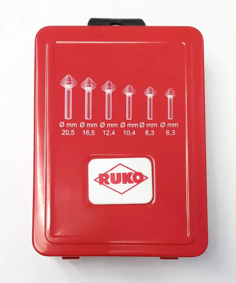 RUKO DIN 335 Countersink Set – Type C, 90° HSS, 6-Piece Assortment for Flush Fastening
